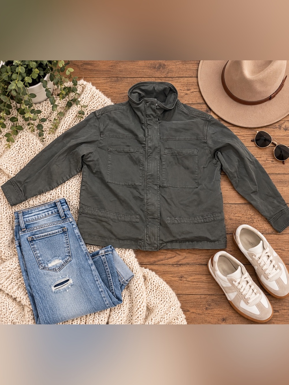 Liverpool Los Angeles Olive Green Utility Jacket Women’s Large Lightweight